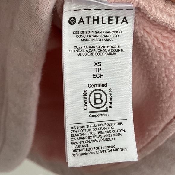 Athleta Good Karma 1/4 zip hoodie in orchard pink heather - Picture 4 of 5